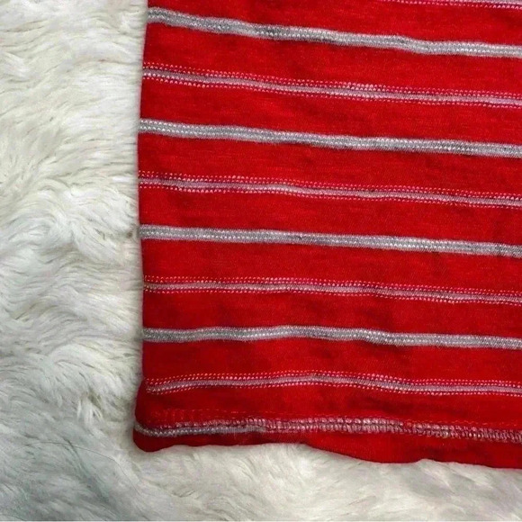 Lucky Brand T-Shirt Red & Grey Striped Size  6 - Picture 2 of 16